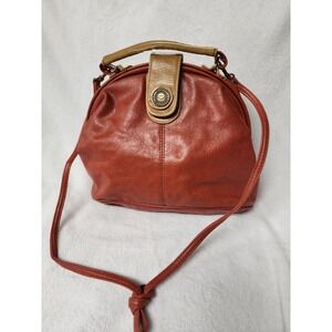 Capezio Vintage Amber Pebbled Leather Doctor Dome Satchel Crossbody Bag 80s